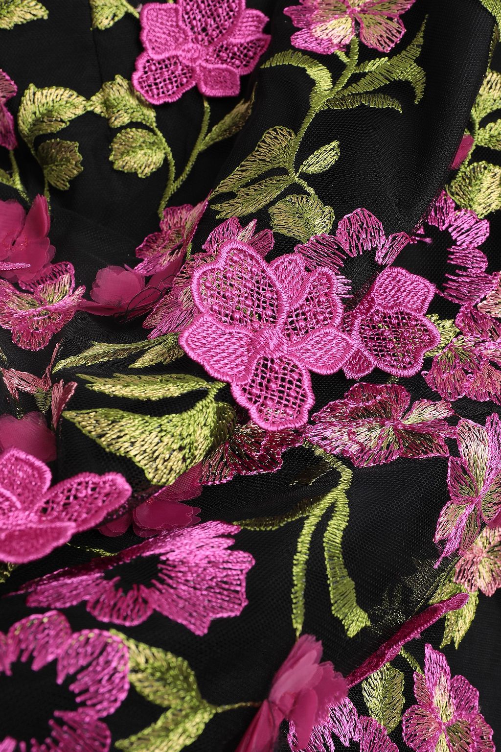 MARCHESA NOTTE Cutout floral-appliquéd embroidered tulle mini dress