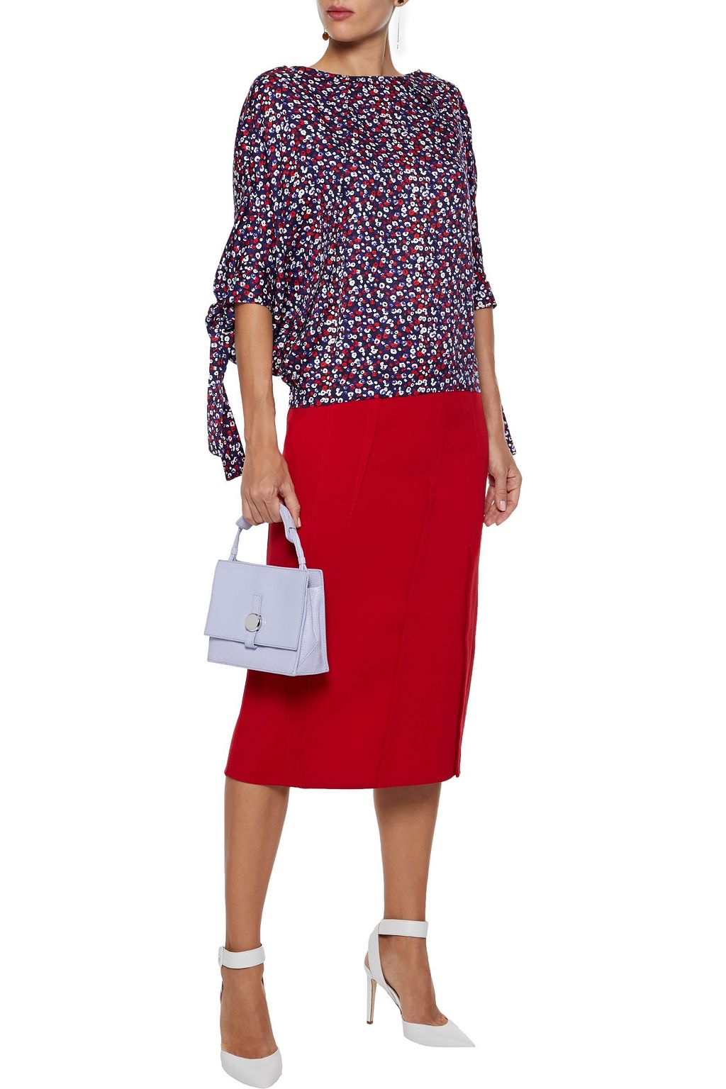 DEREK LAM Floral-print silk-jacquard blouse
