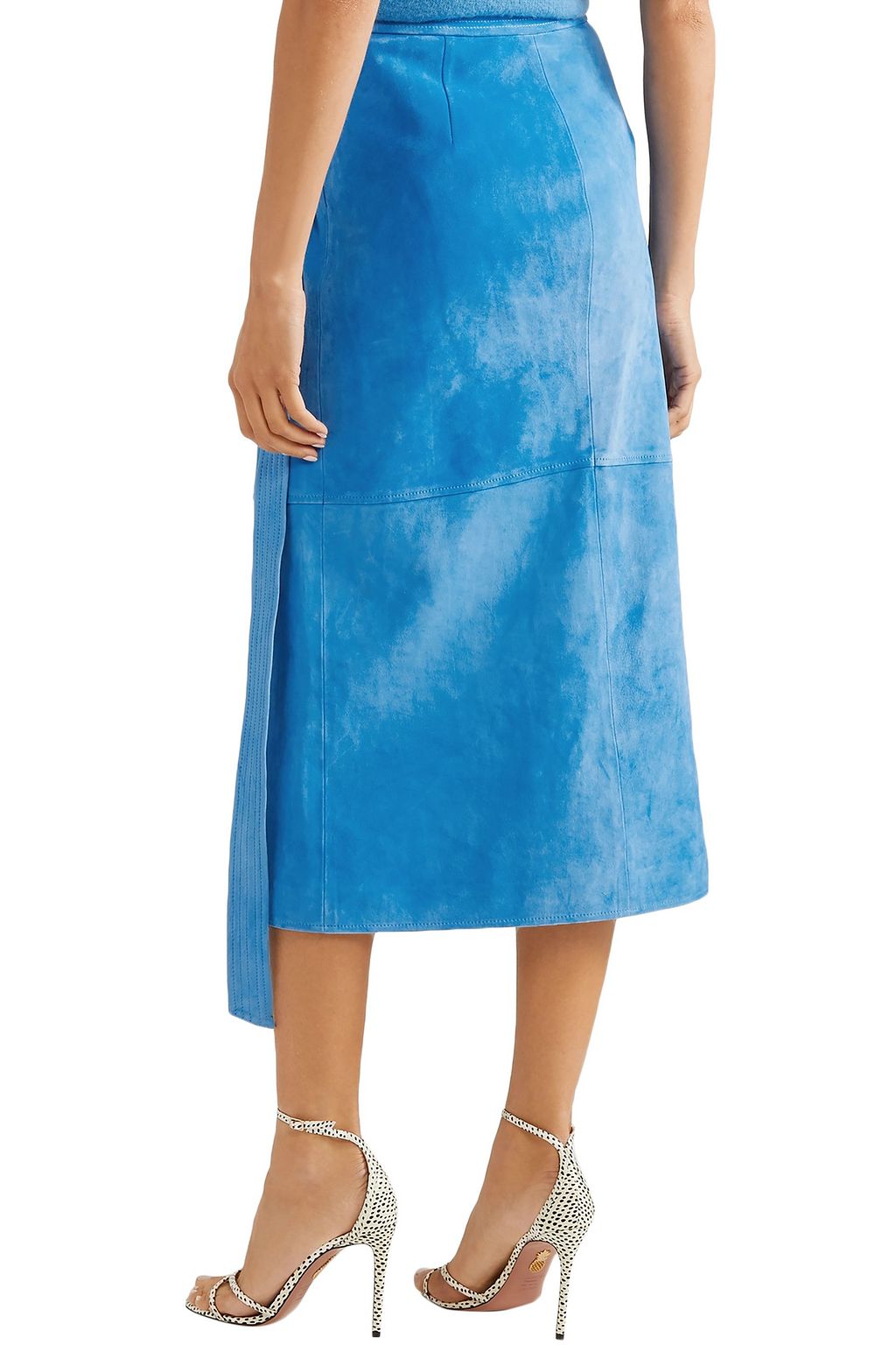 LAPOINTE Wrap-effect belted suede midi skirt