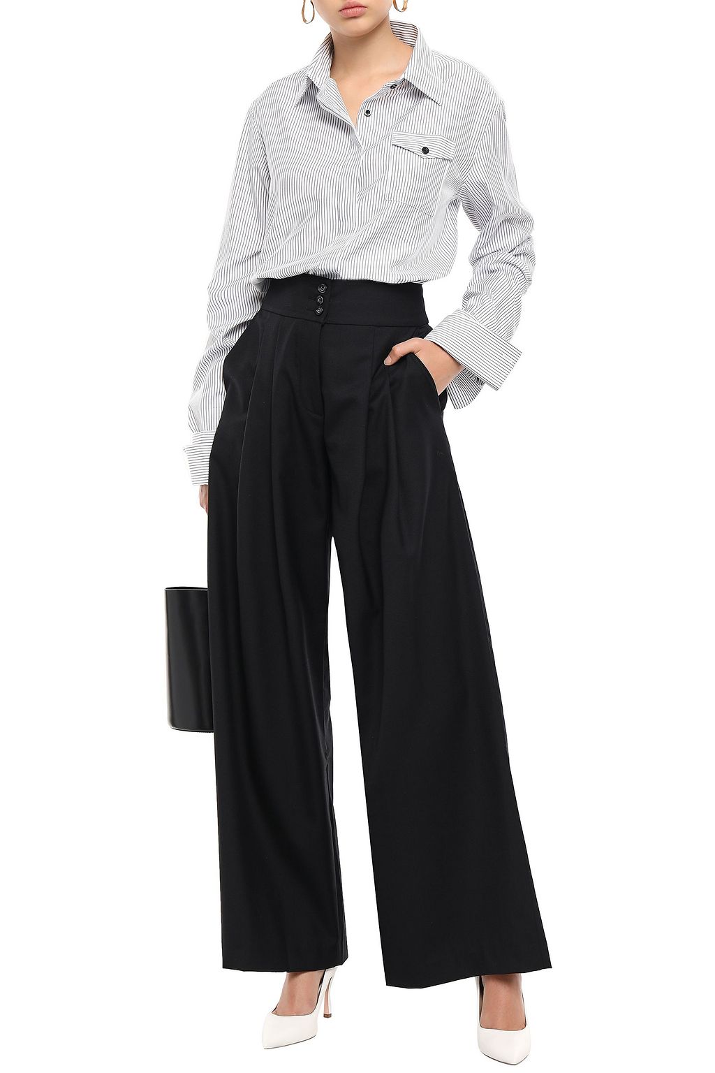 ANNA QUAN Madison pleated wool-twill wide-leg pants