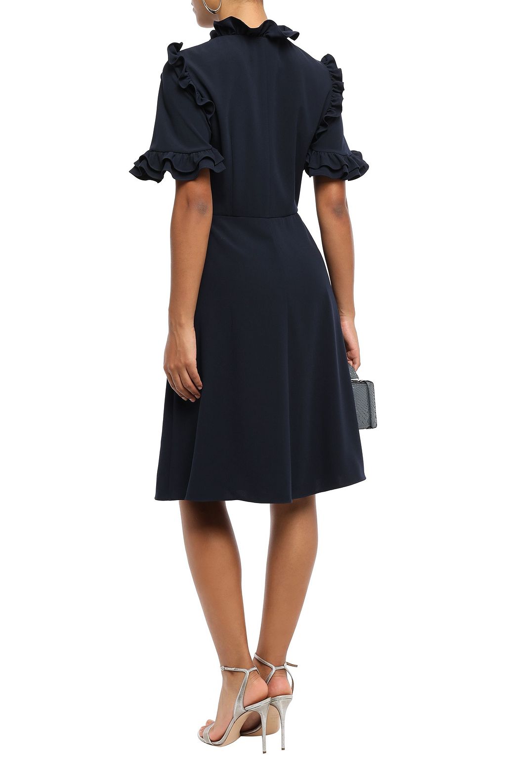 MIKAEL AGHAL Ruffle-trimmed pintucked cady dress