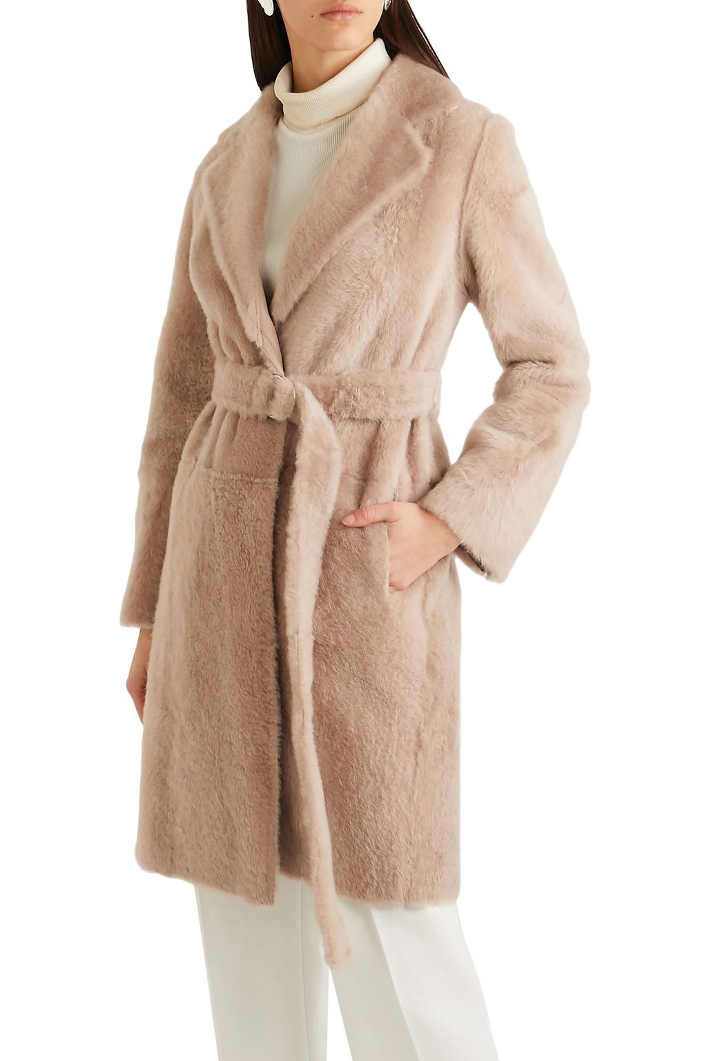 YVES SALOMON Belted shearling coat
