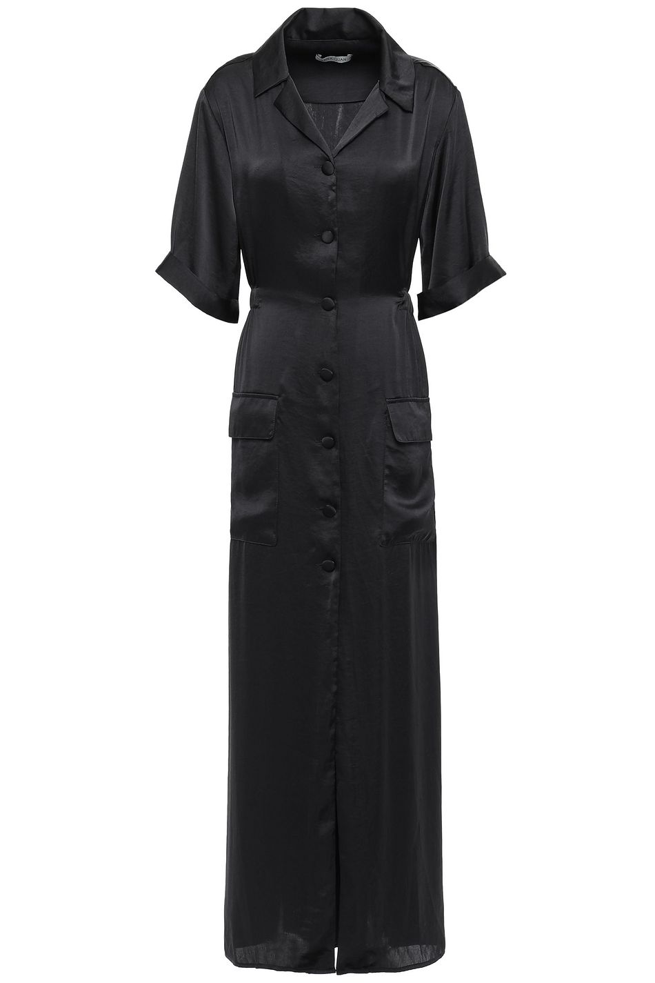 satin maxi shirt dress