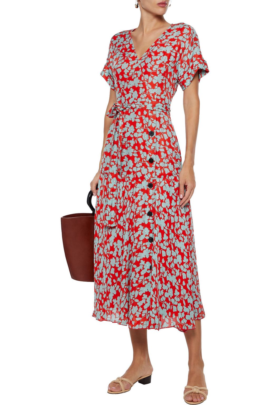 DEREK LAM 10 CROSBY Floral-print silk-blend midi wrap dress