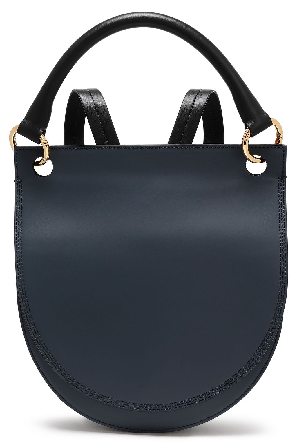 navy leather backpack