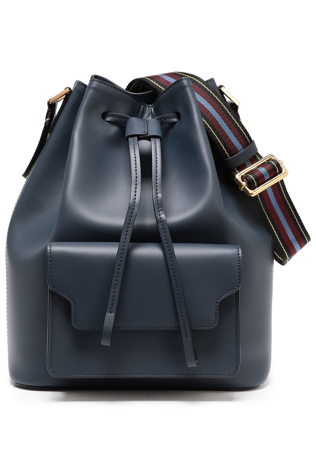 navy leather bucket bag
