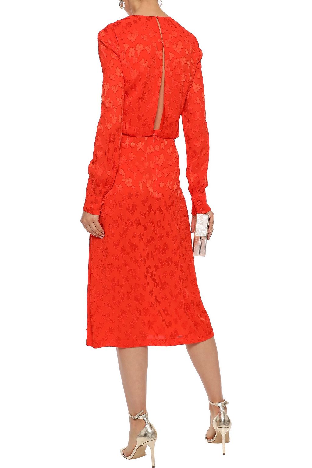 CAROLINA HERRERA Knotted fil coupé georgette midi dress
