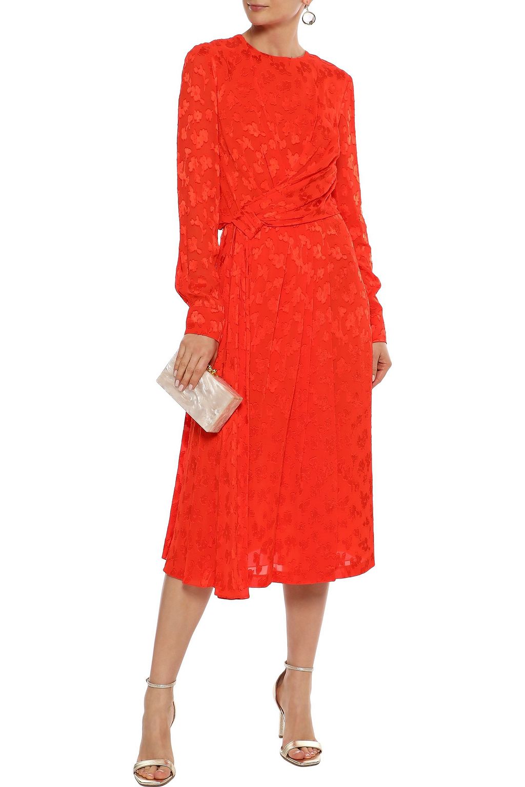 CAROLINA HERRERA Knotted fil coupé georgette midi dress