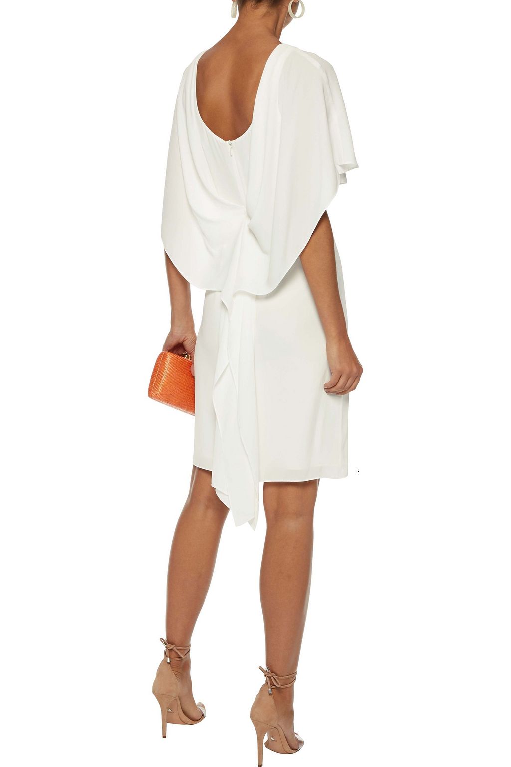 HALSTON HERITAGE Cape-effect washed crepe mini dress