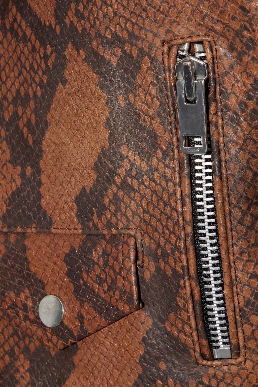 WALTER BAKER Rucker zip-detailed snake-effect leather biker jacket