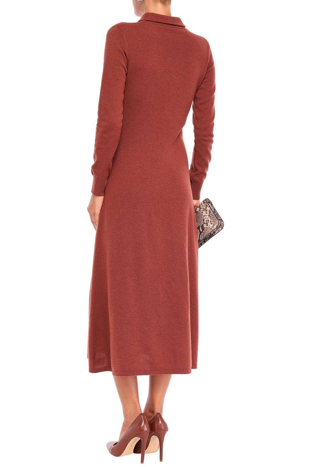 AGNONA Mélange cashmere turtleneck midi dress