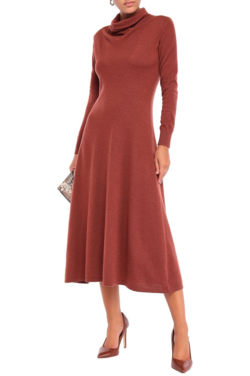 AGNONA Mélange cashmere turtleneck midi dress