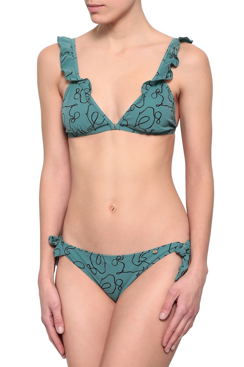 LOVE STORIES Ruffle-trimmed printed triangle bikini top