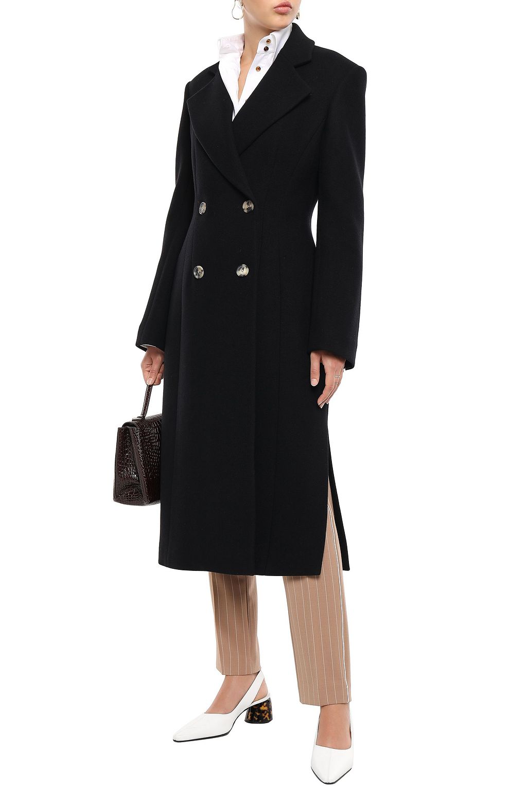 KHAITE Violet double-breasted wool-felt coat