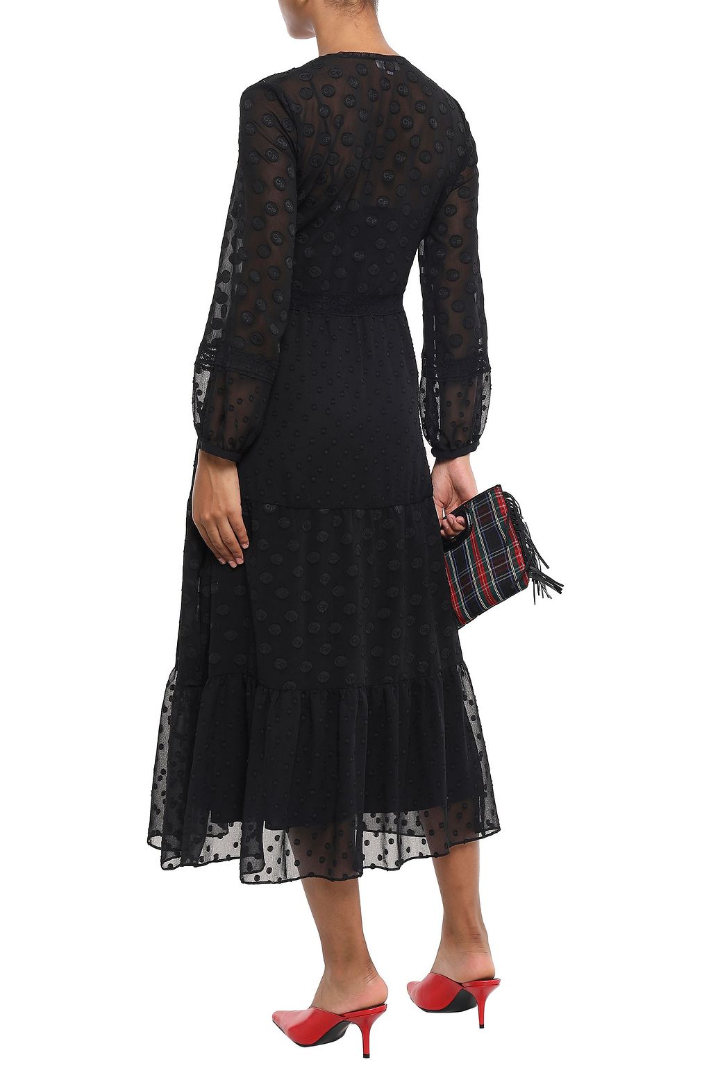 CLAUDIE PIERLOT Polka-dot fil coupé crepon midi dress