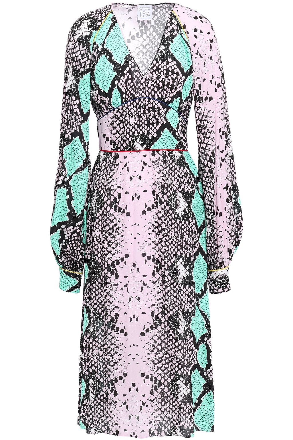 pink snake print midi dress