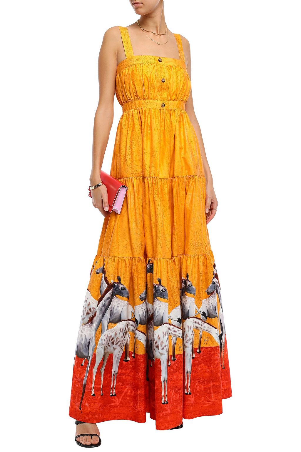 STELLA JEAN Tiered printed cotton-poplin maxi dress