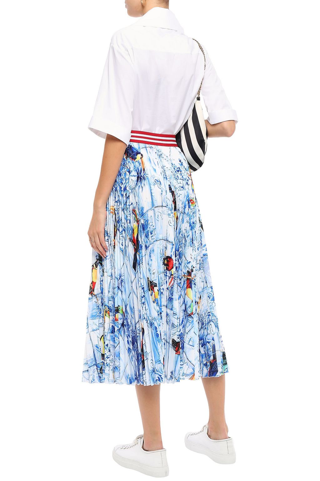 STELLA JEAN Pleated printed crepe de chine midi skirt