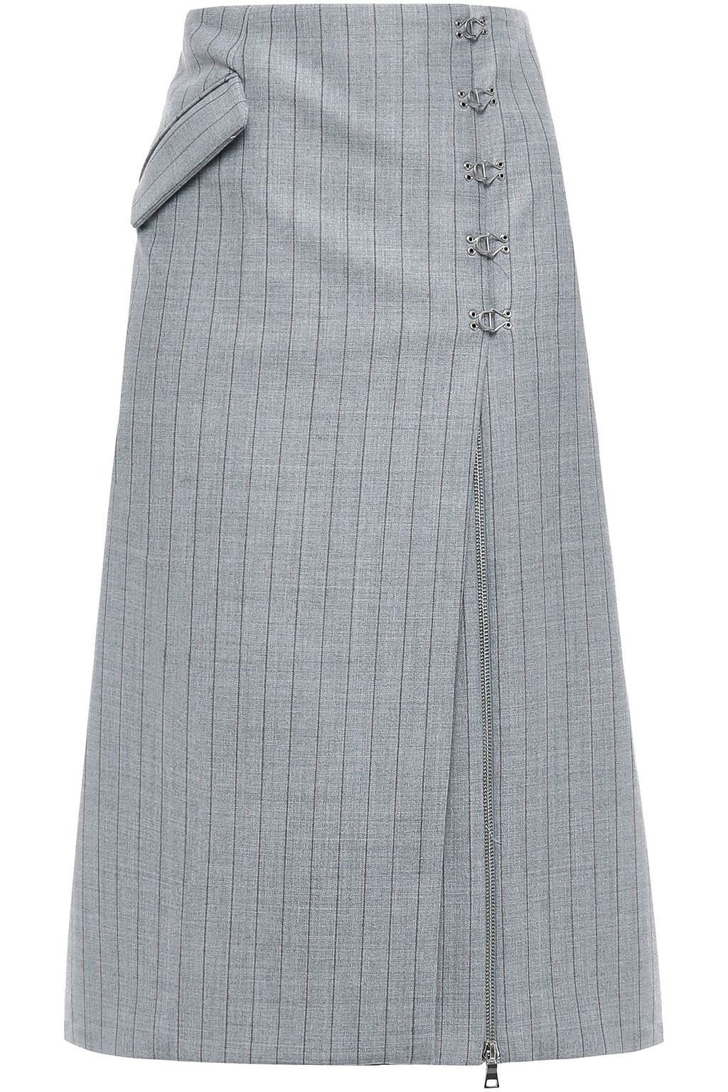 pinstripe midi skirt