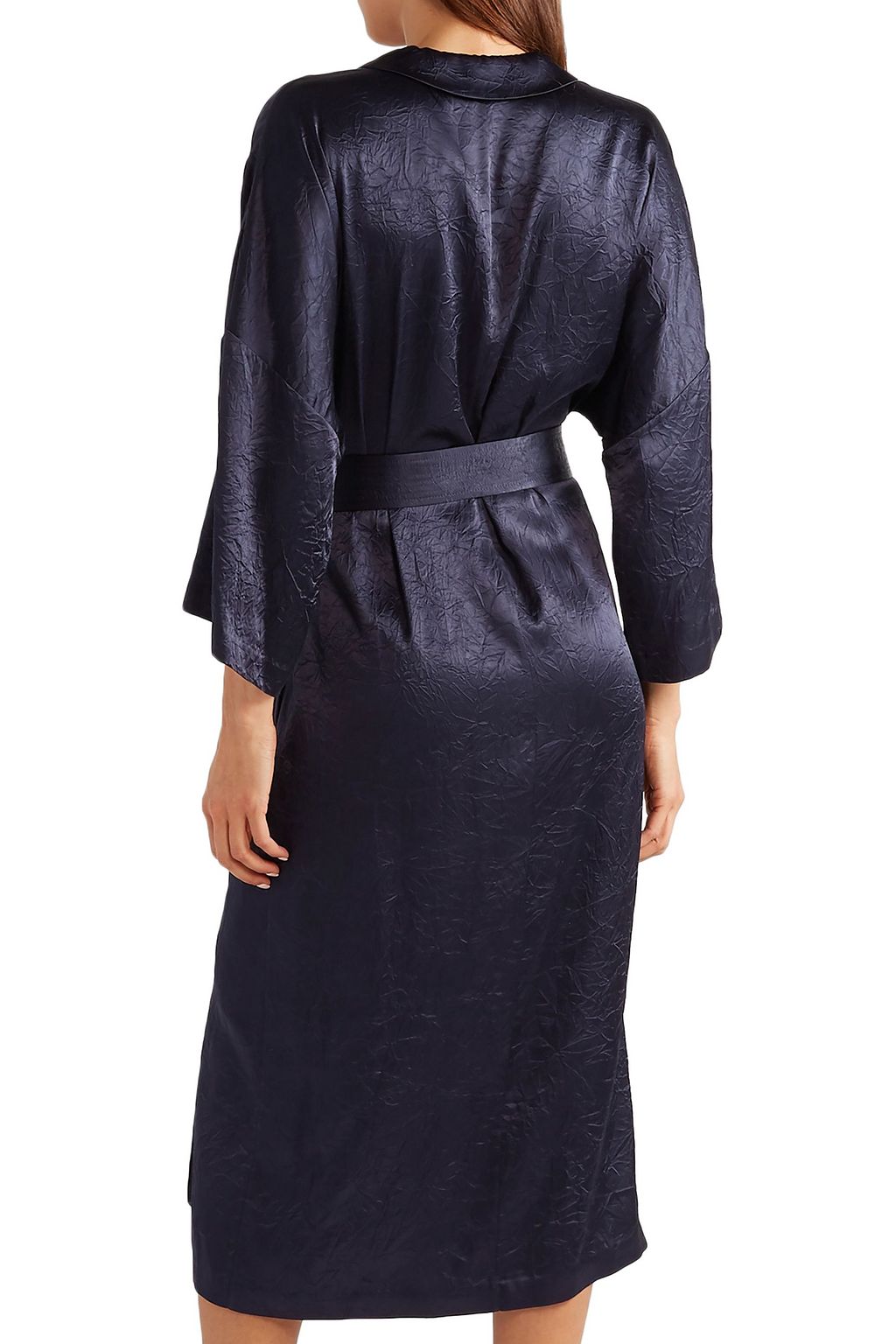 LAPOINTE Belted crushed satin-twill midi dress
