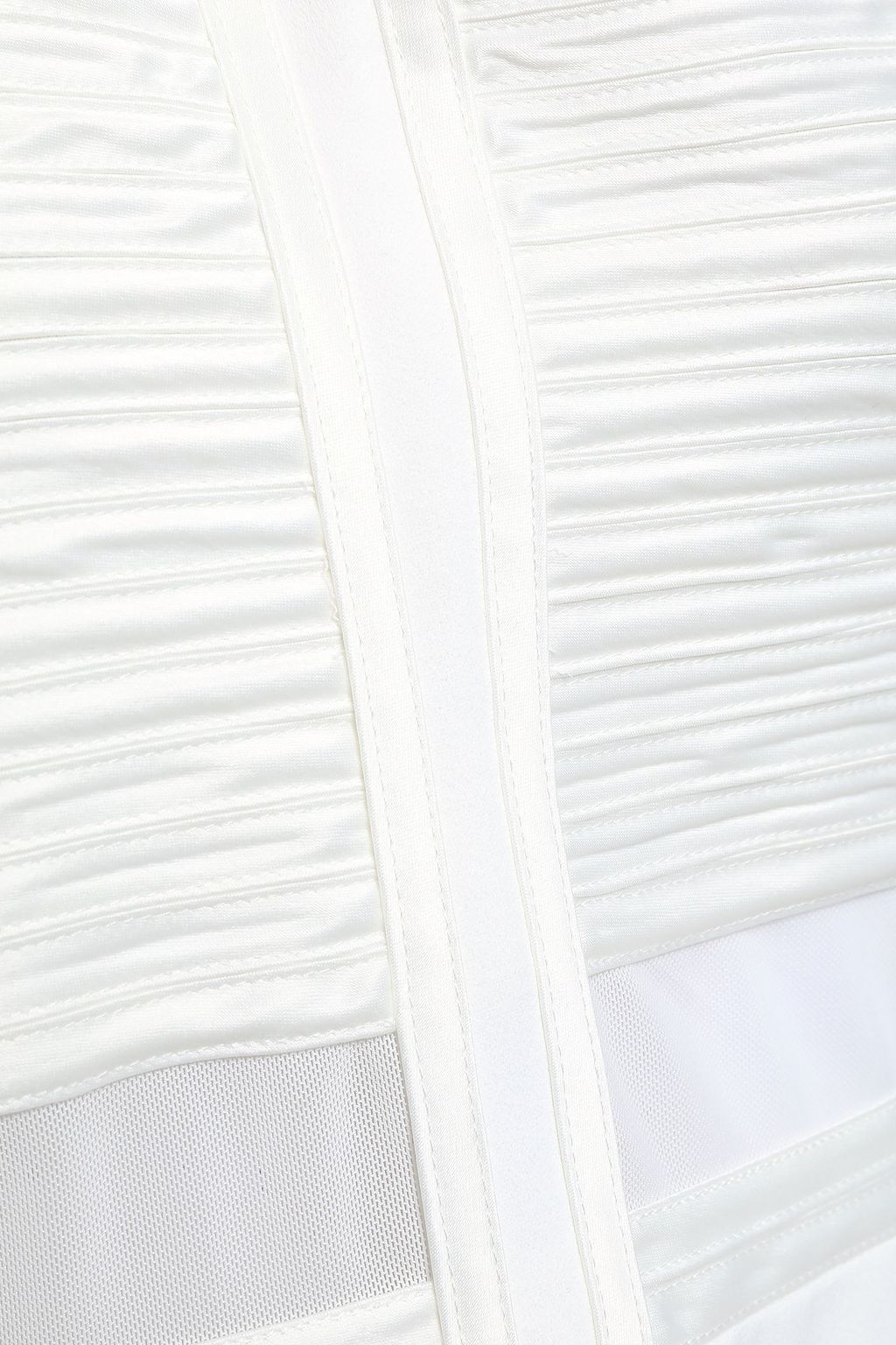 HALSTON HERITAGE Paneled mesh and satin-crepe gown