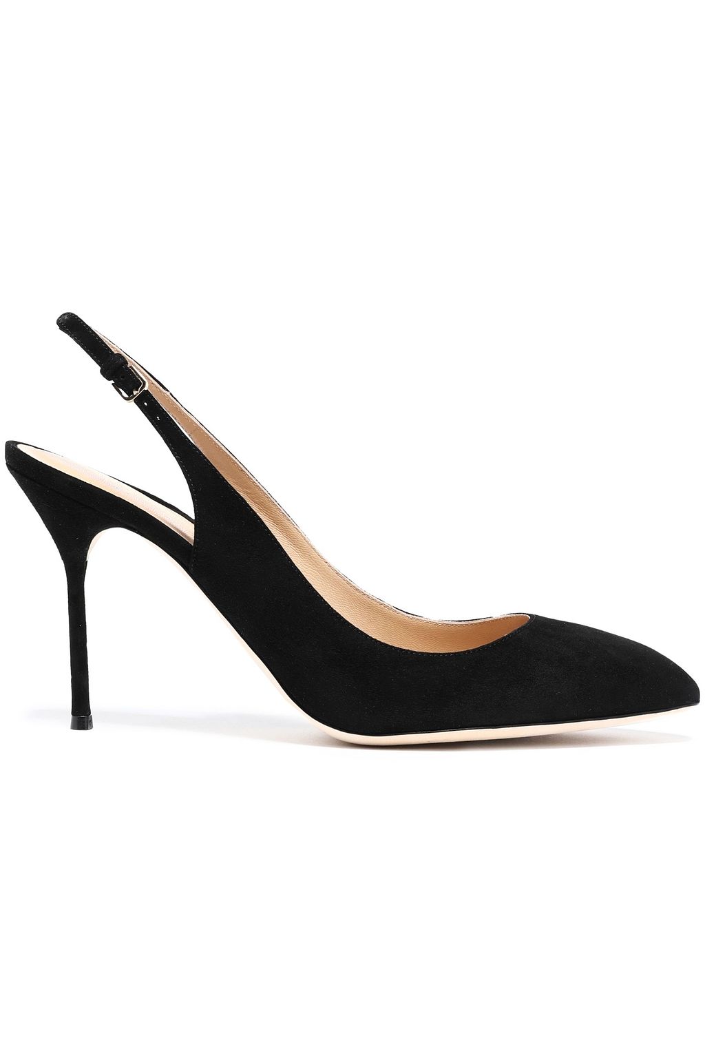 black suede slingback pumps