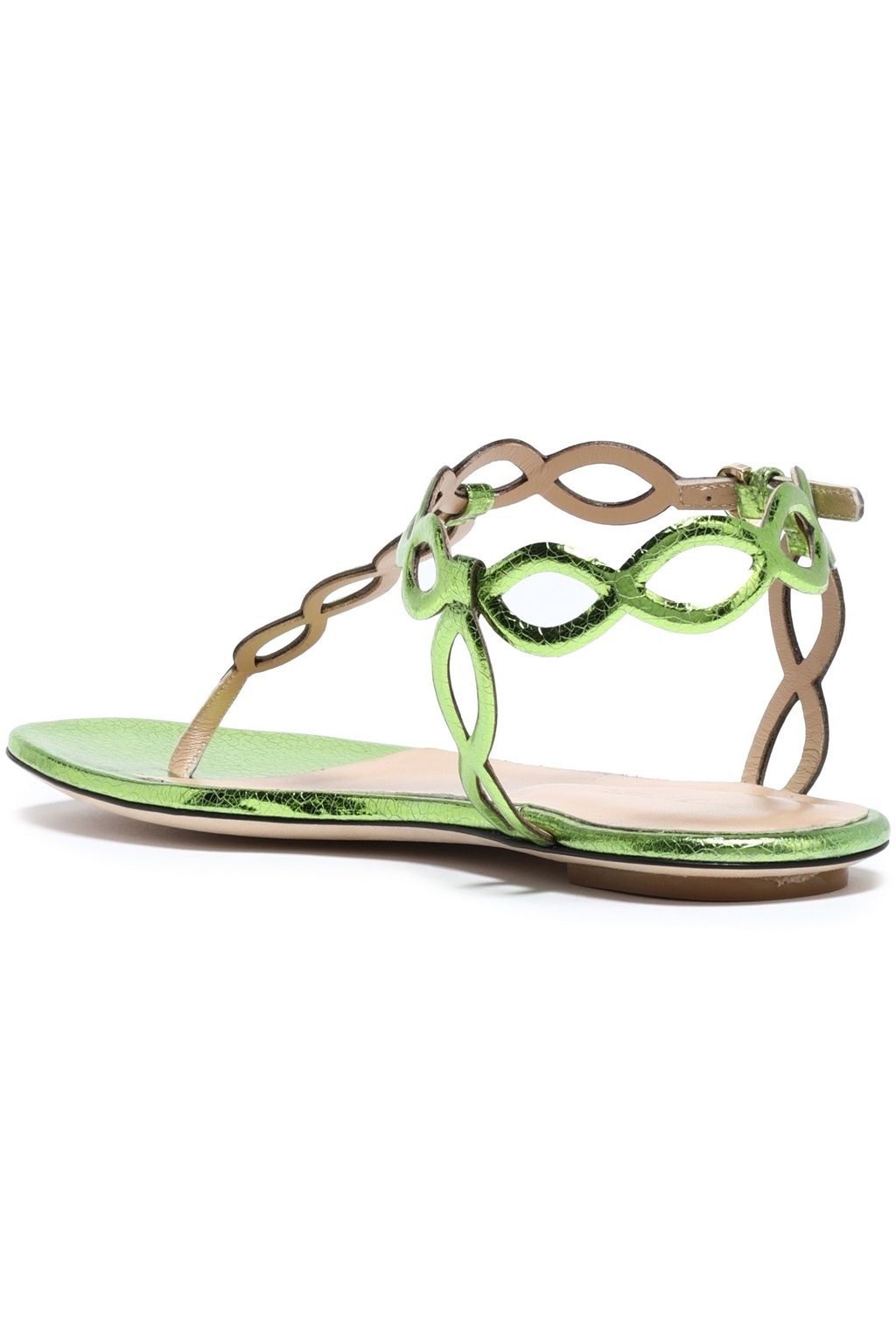 SERGIO ROSSI Metallic cracked-leather sandals
