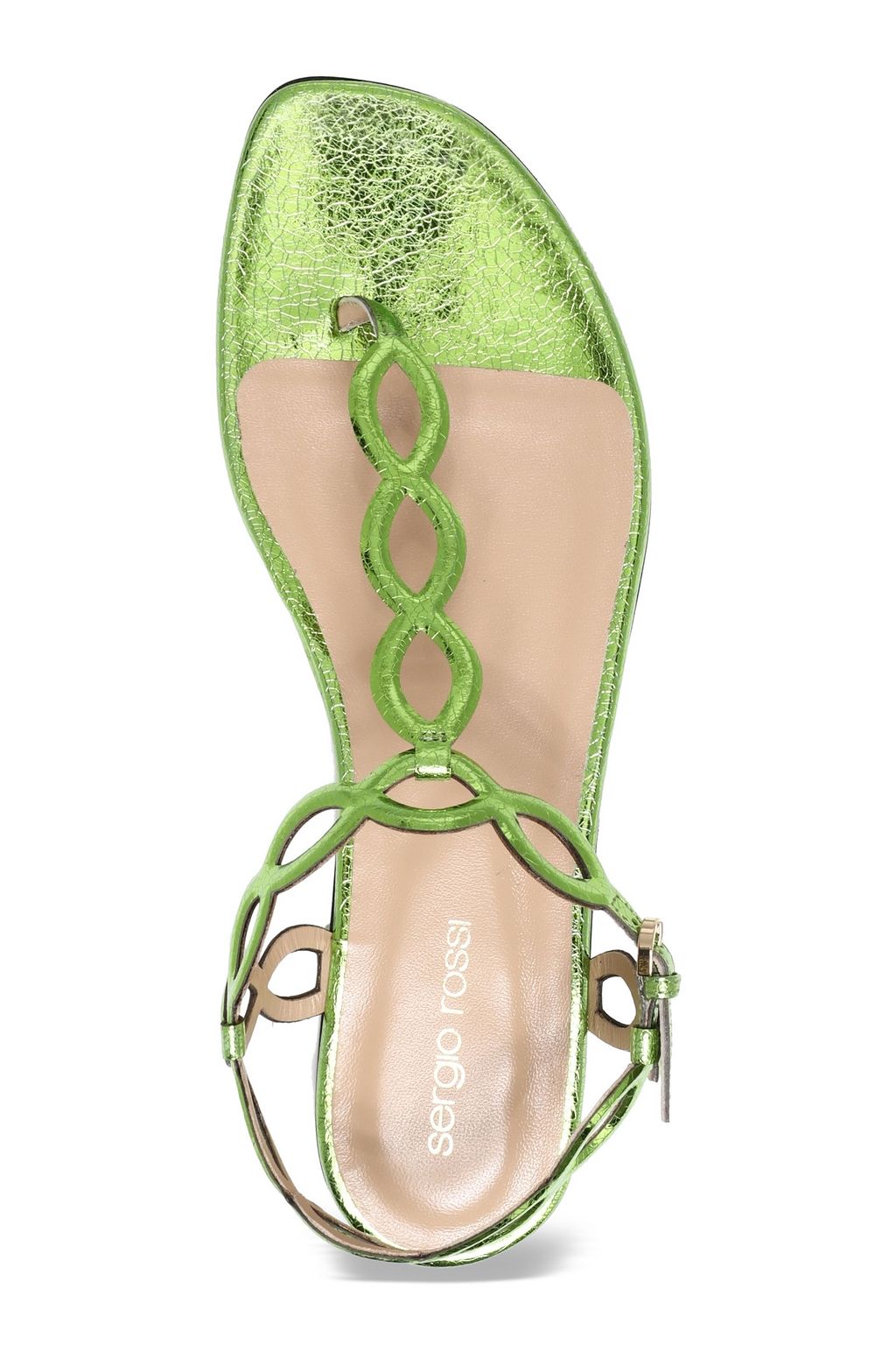 SERGIO ROSSI Metallic cracked-leather sandals