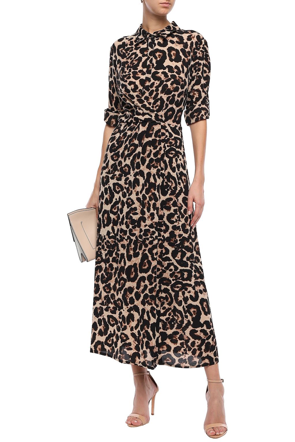 BAUM UND PFERDGARTEN Alham leopard-print crepe de chine midi shirt dress