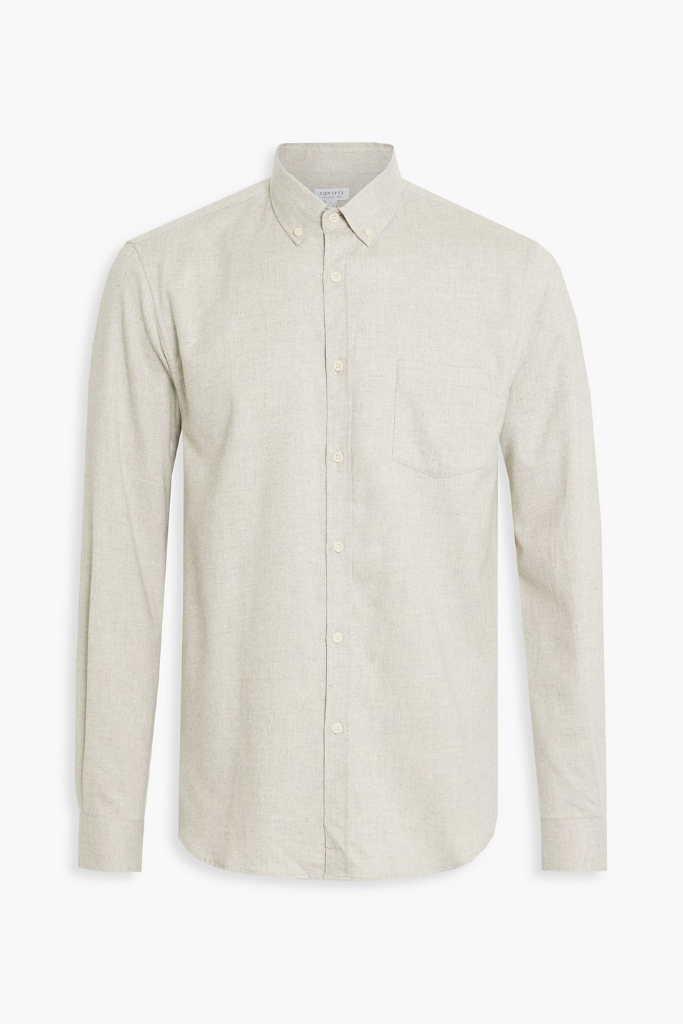 Sunspel Mélange cotton-flannel shirt