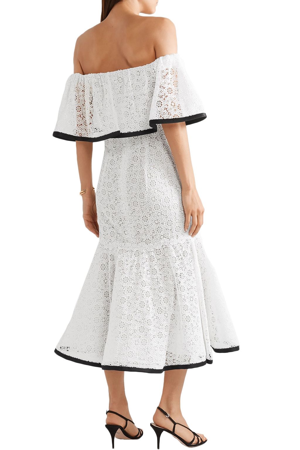 CAROLINA HERRERA Off-the-shoulder cotton-blend guipure lace midi dress