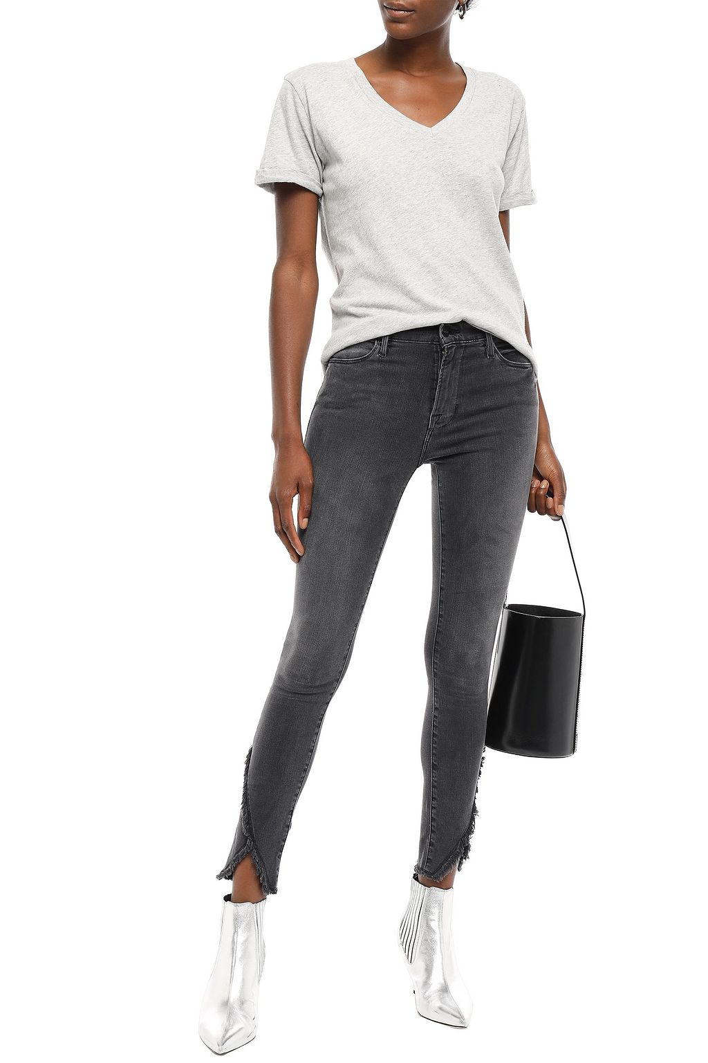 FRAME Frayed high-rise skinny jeans