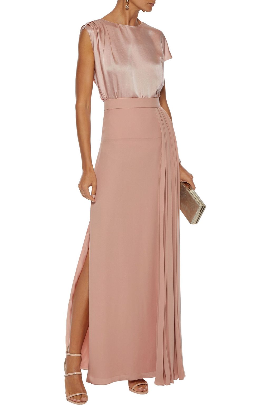 LANVIN Pleated silk-crepe maxi skirt