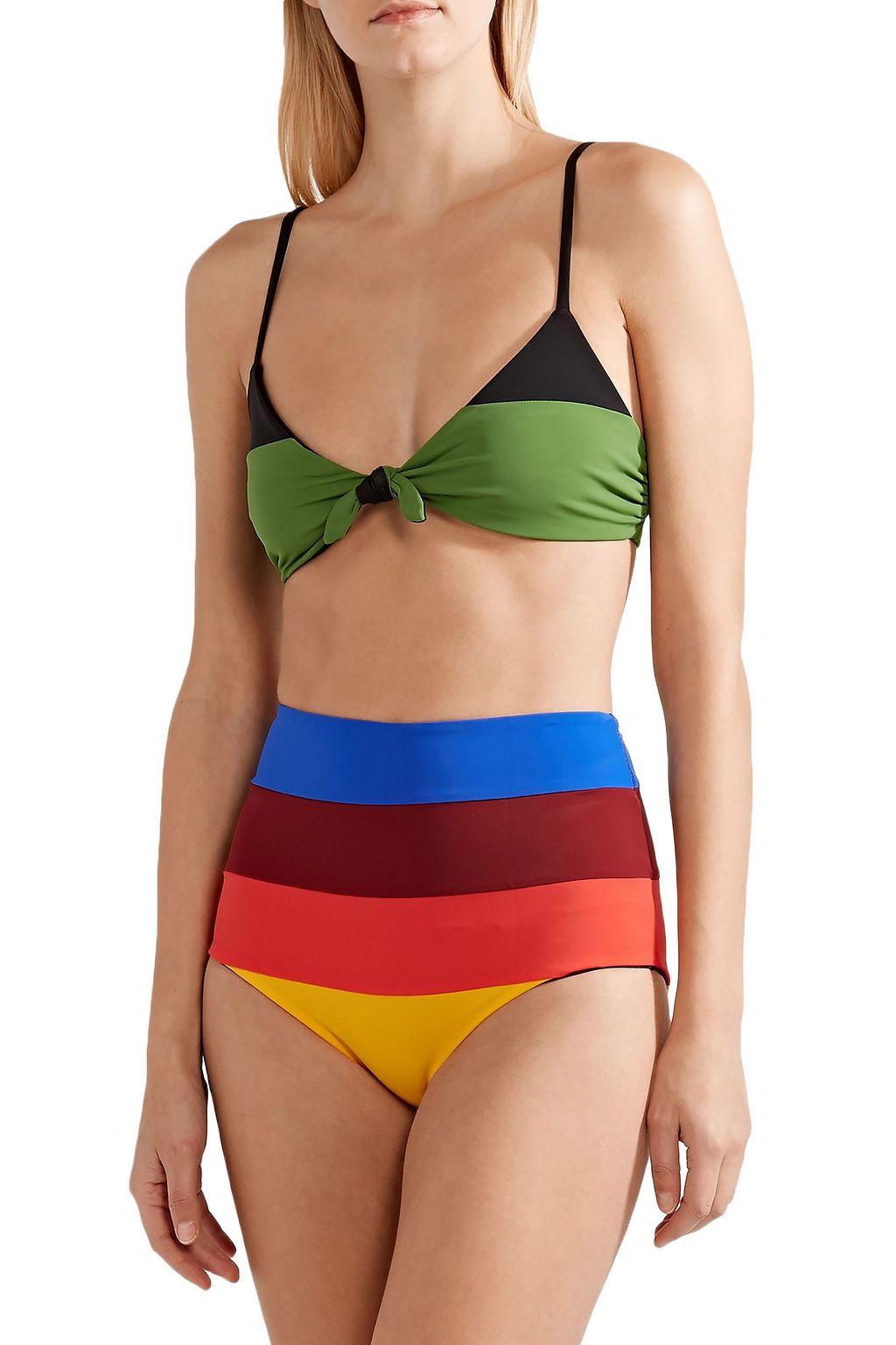 MARA HOFFMAN Lydia striped high-rise bikini briefs