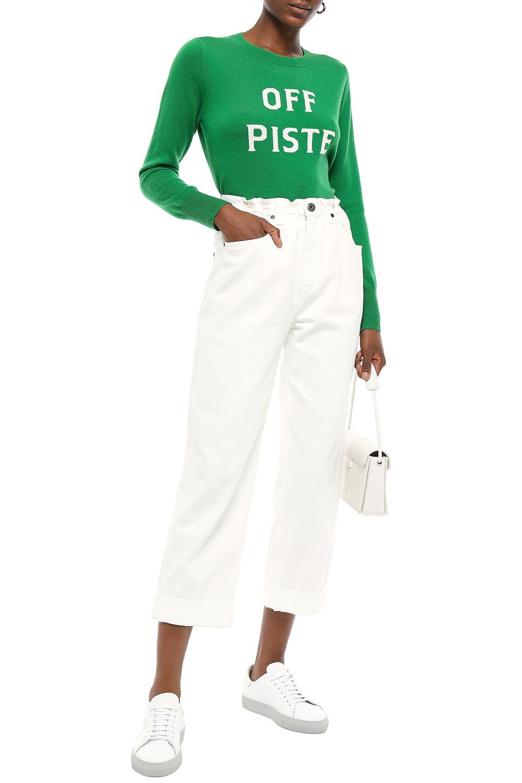 FRAME Intarsia wool and cashmere-blend sweater