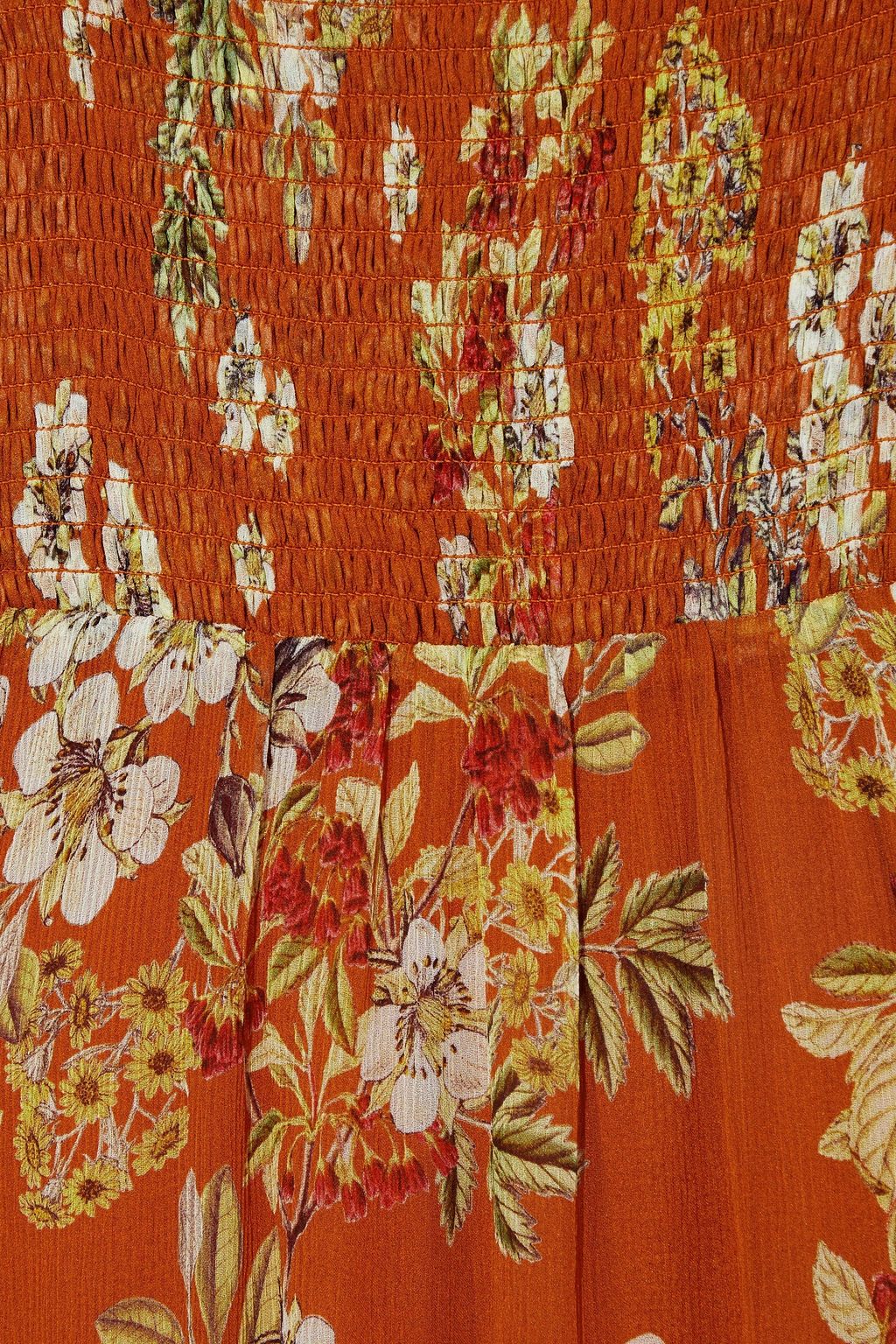 NICHOLAS Shirred floral-print silk-georgette maxi dress