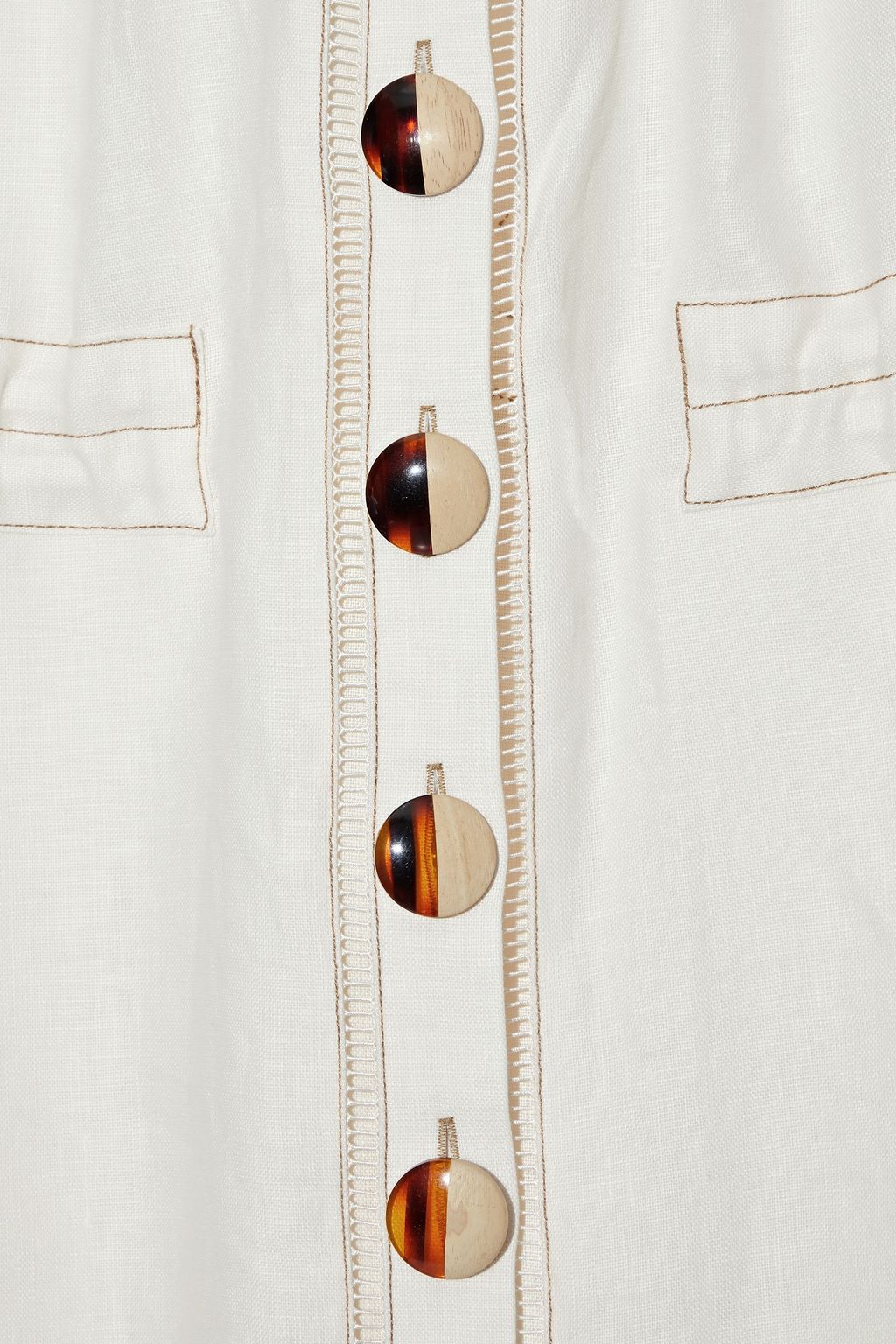 NICHOLAS Ruffle-trimmed button-detailed linen midi dress
