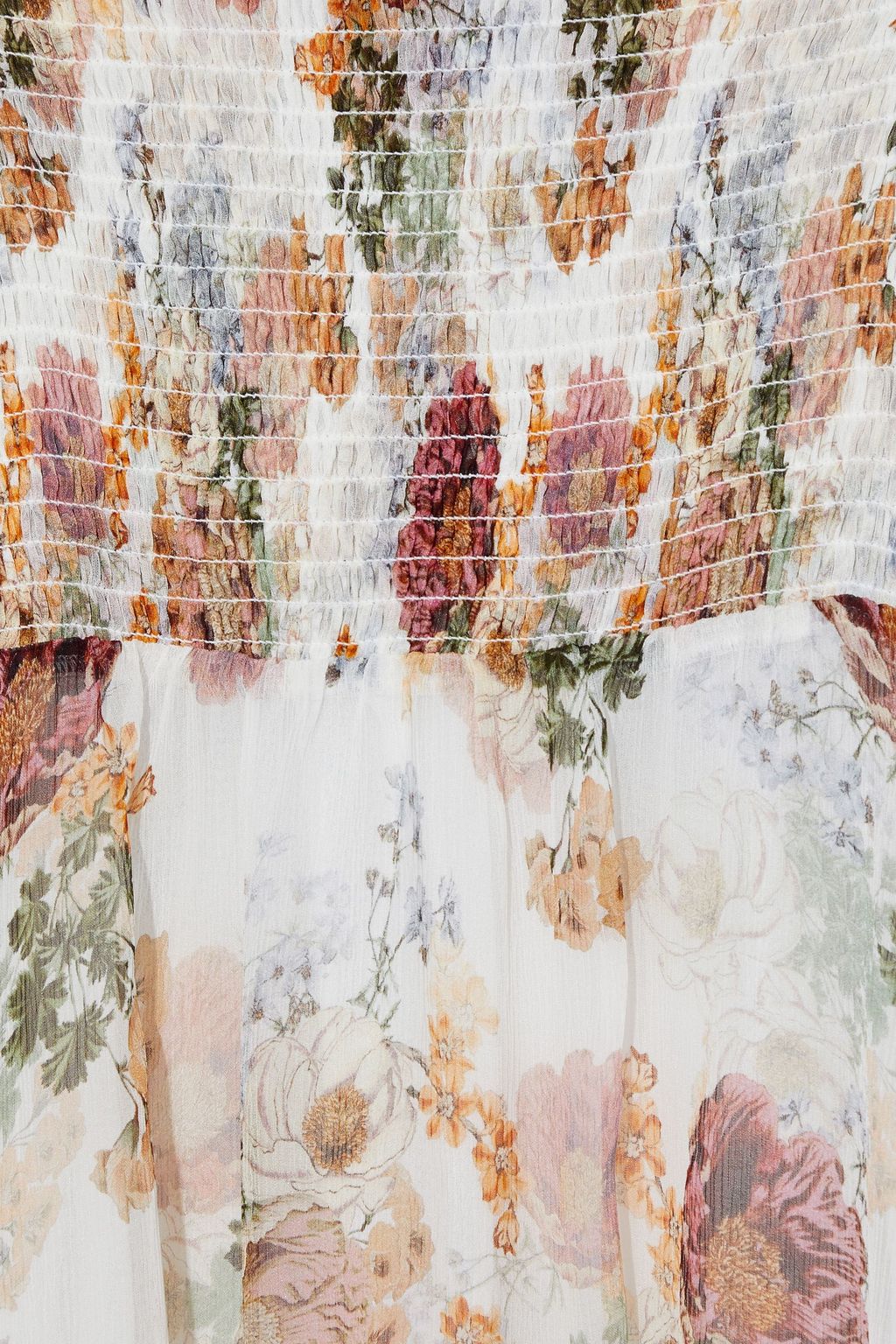 NICHOLAS Shirred floral-print silk-georgette mini dress