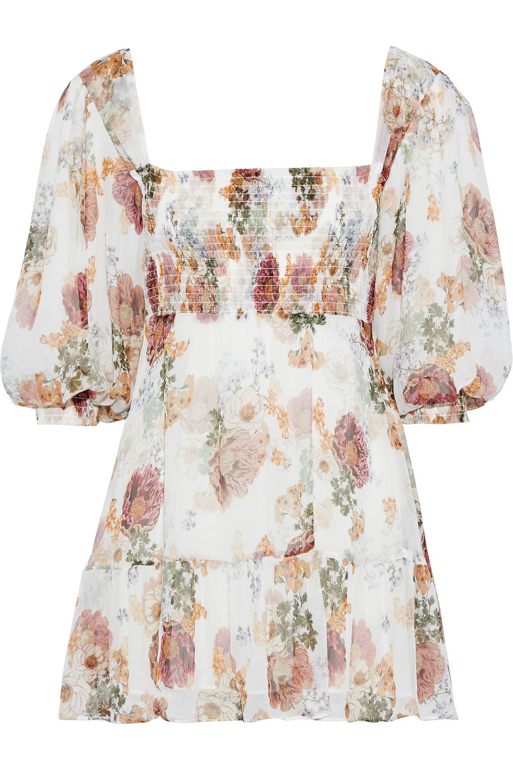 shirred floral dress