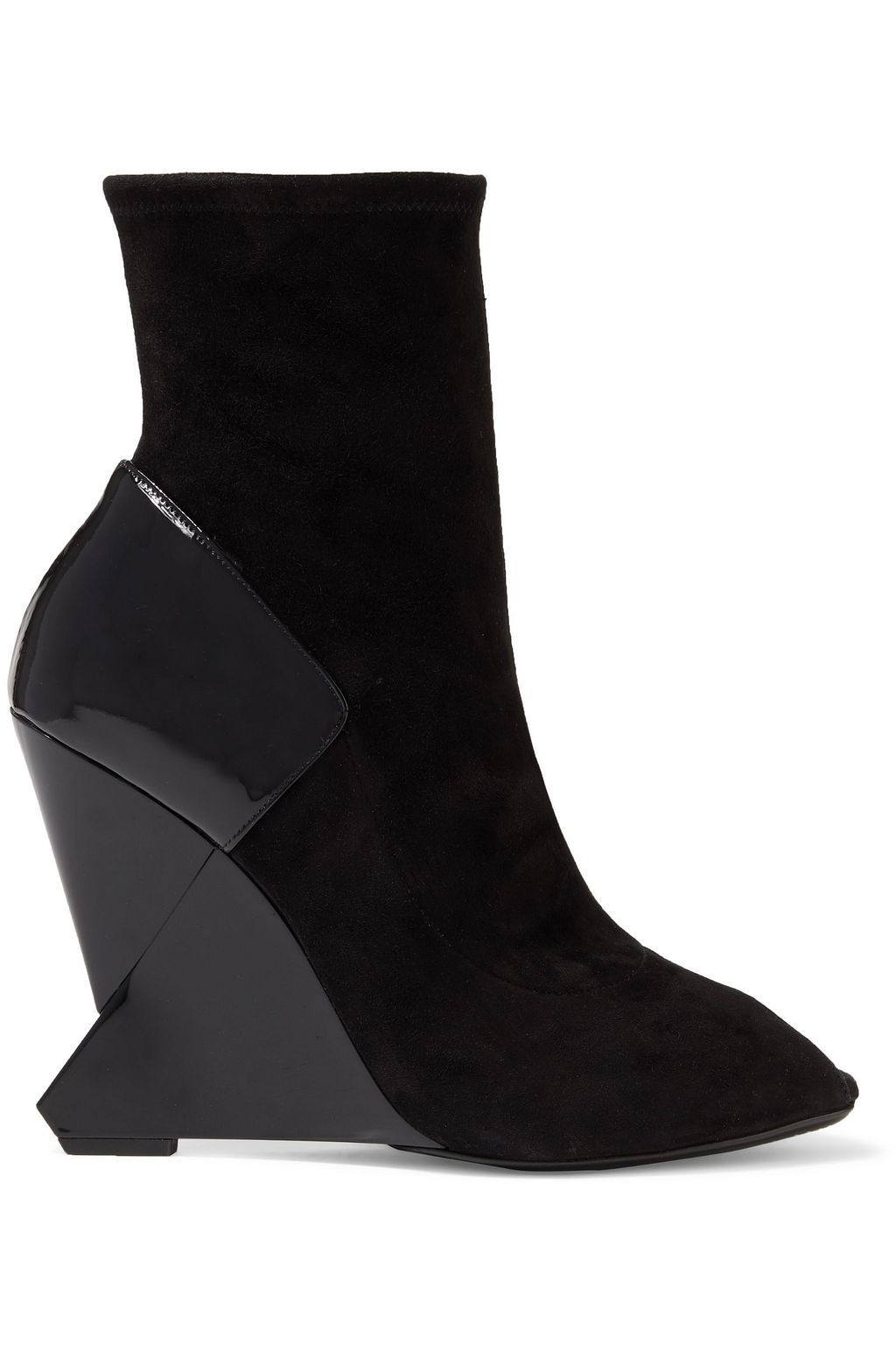 black patent wedge ankle boots