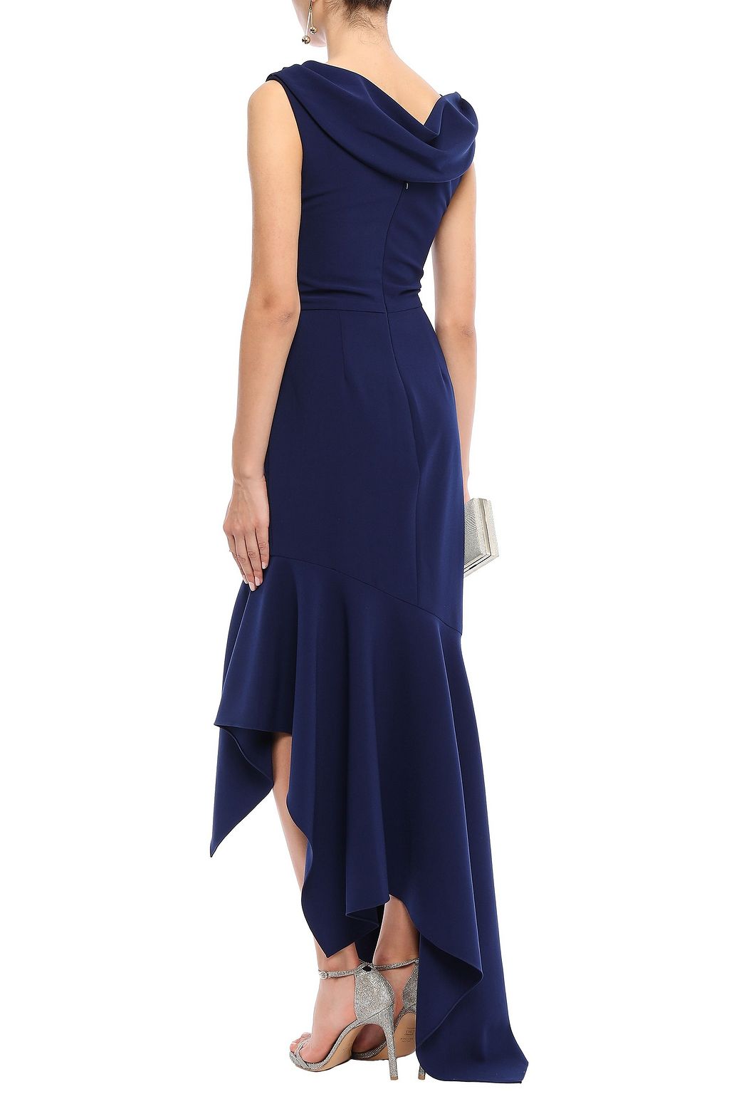 REEM ACRA Asymmetric draped crepe maxi dress