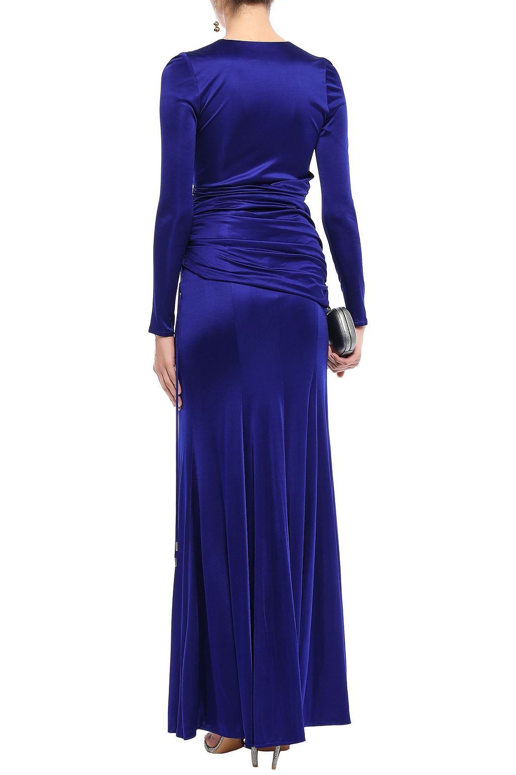 GALVAN  LONDON Allegra wrap-effect gathered satin-jersey gown