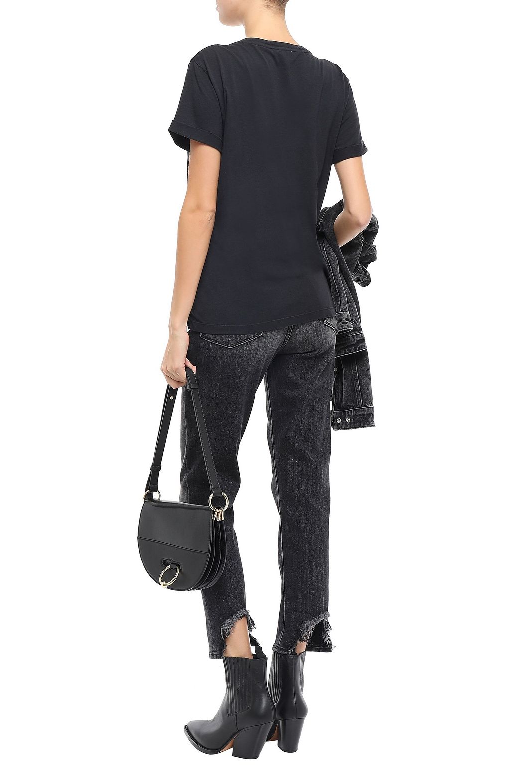 FRAME Le Nouveau Straight cropped frayed high-rise straight-leg jeans