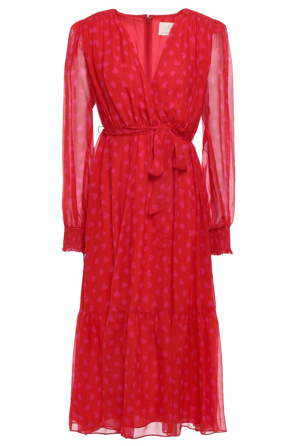 red chiffon midi dress