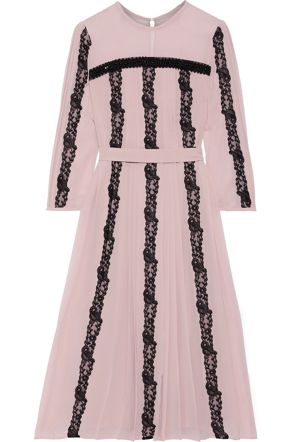 pleated chiffon midi dress