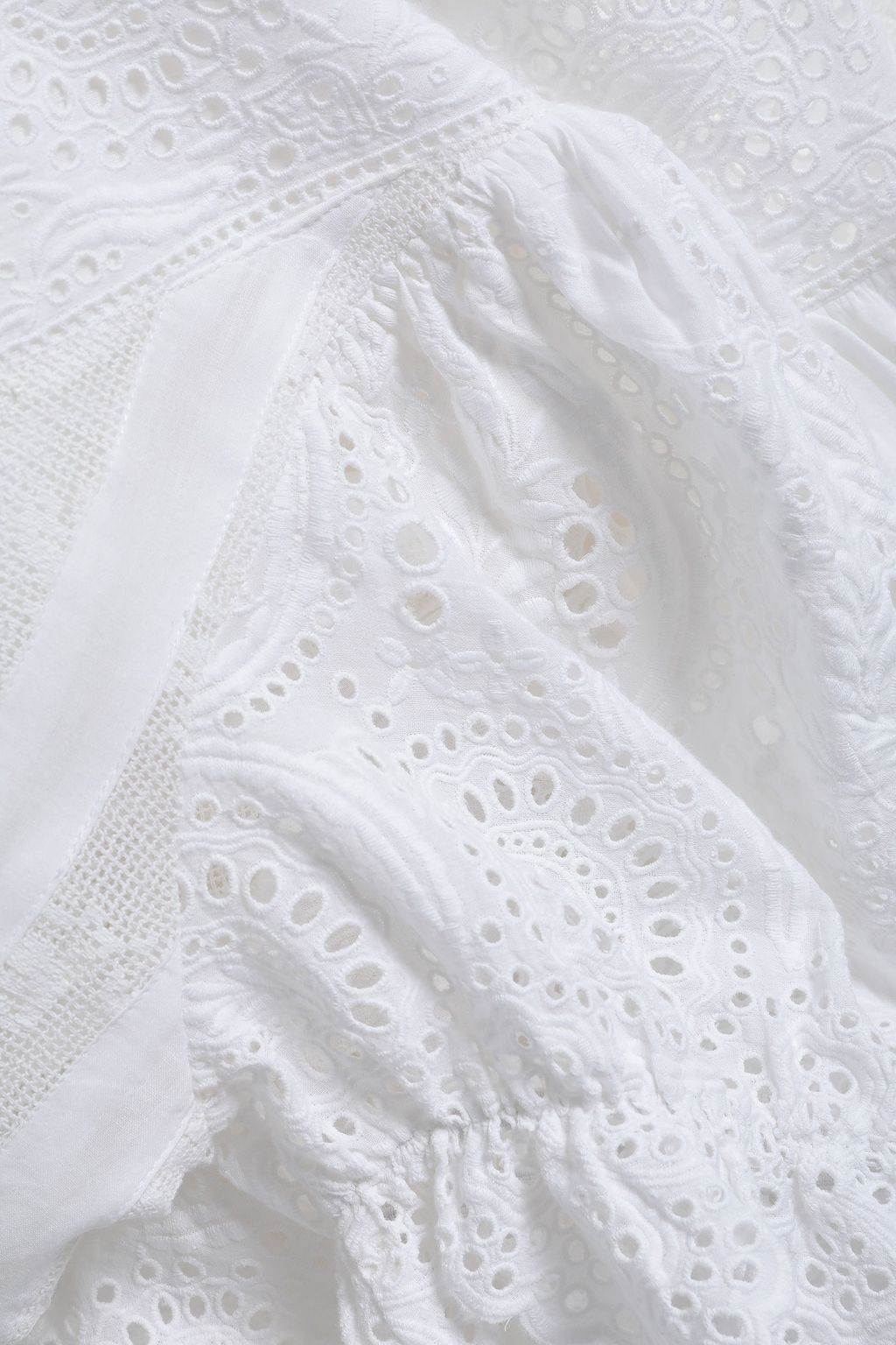 LOVE SAM Bella mousseline-paneled broderie anglaise cotton midi dress