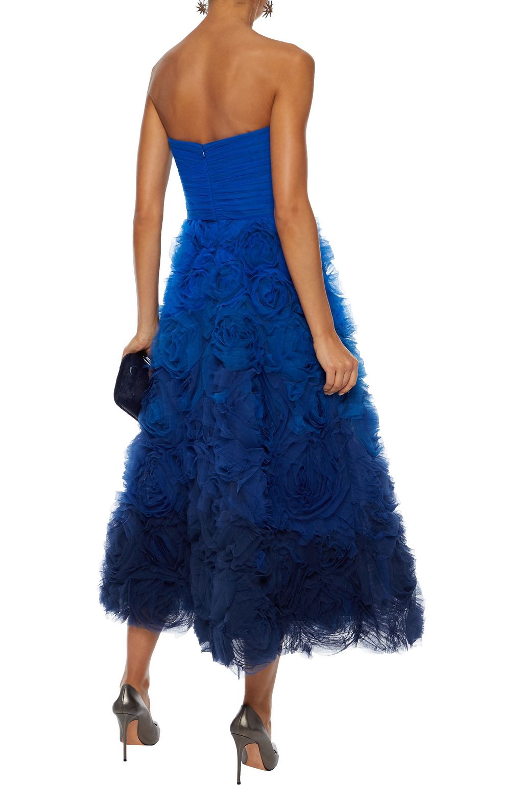 marchesa notte royal blue ruffle gown