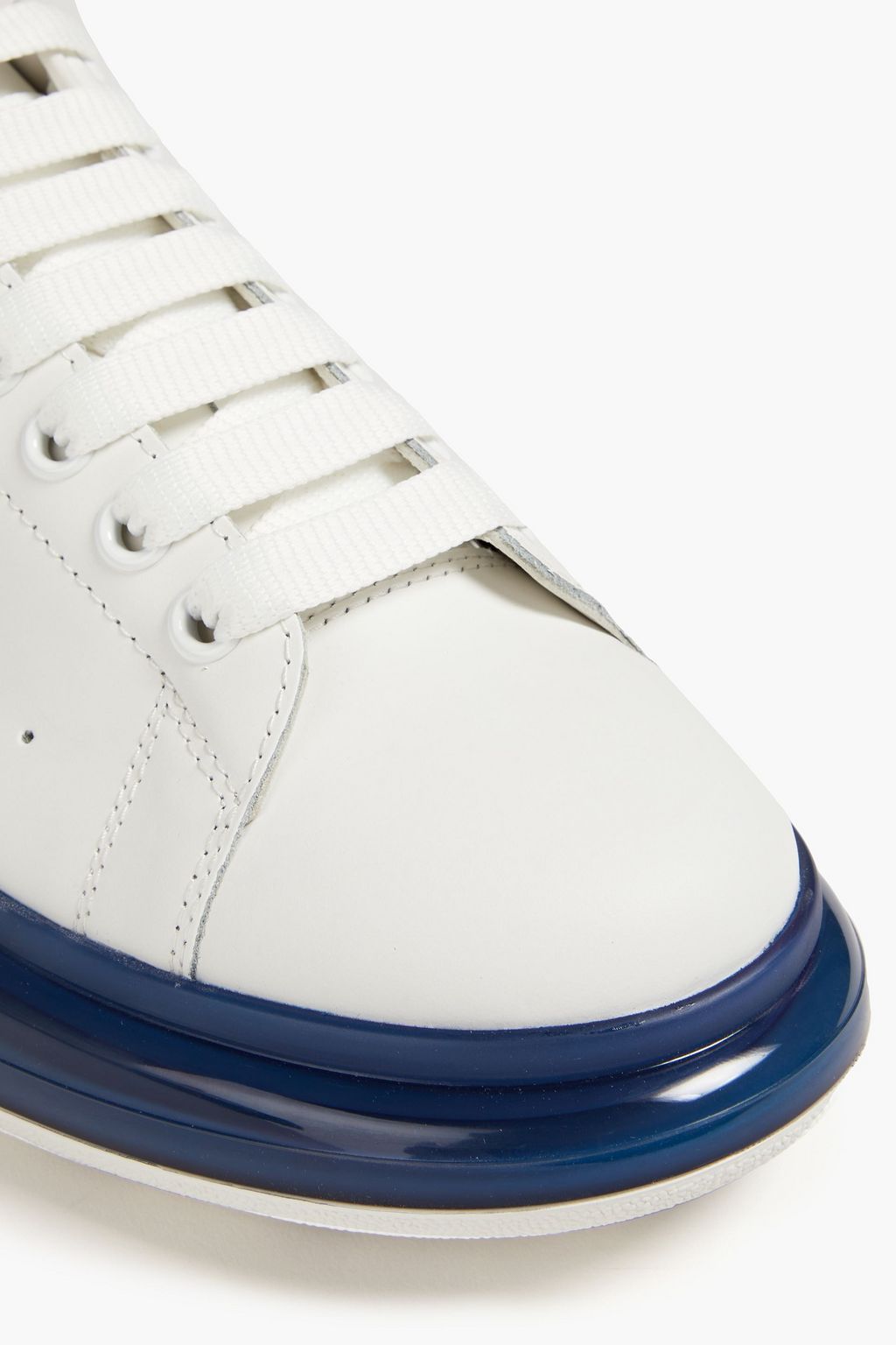 ALEXANDER MCQUEEN Perforated suede-trimmed leather sneakers