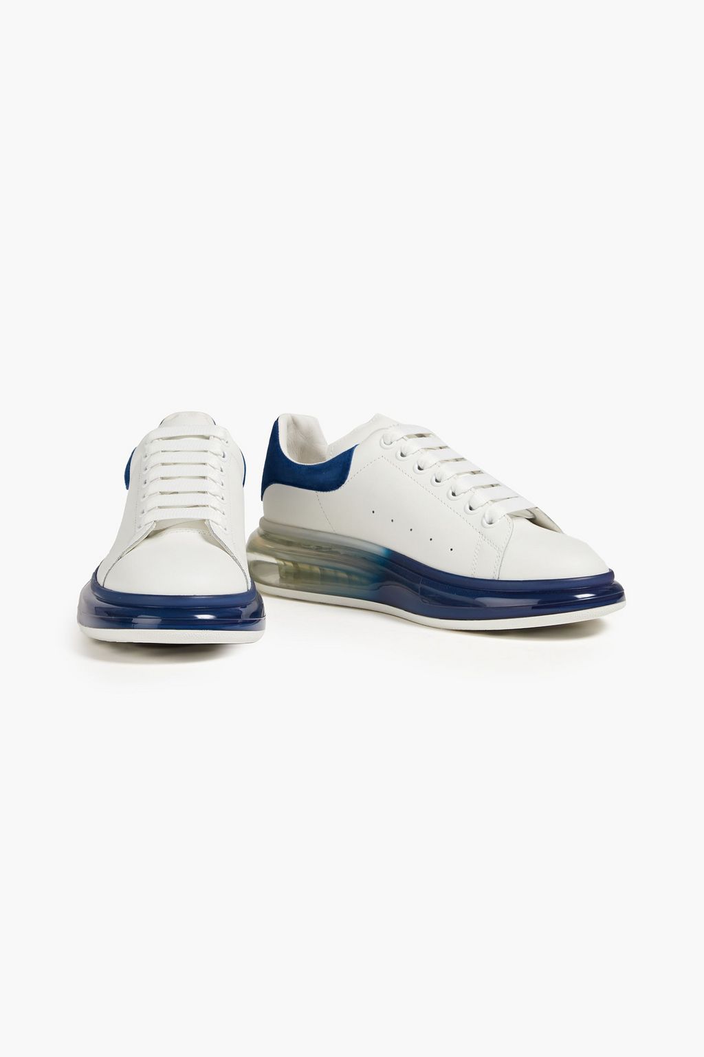 ALEXANDER MCQUEEN Perforated suede-trimmed leather sneakers
