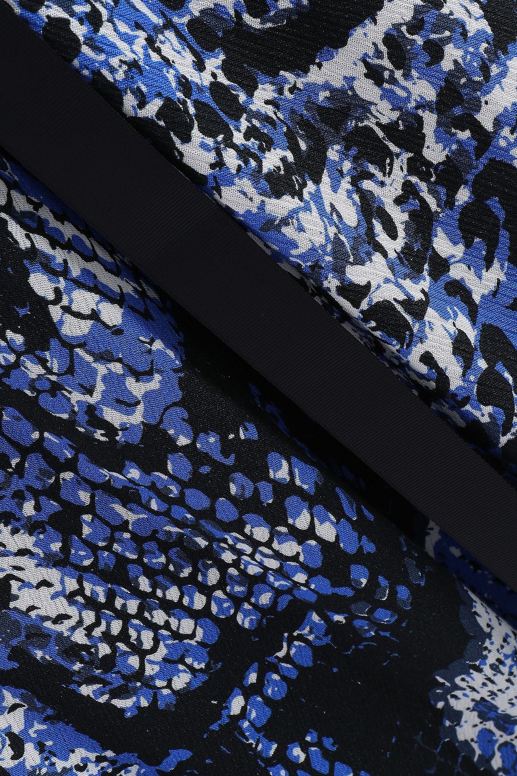 HOUSE OF HOLLAND Asymmetric grosgrain-trimmed snake-print gauze midi skirt